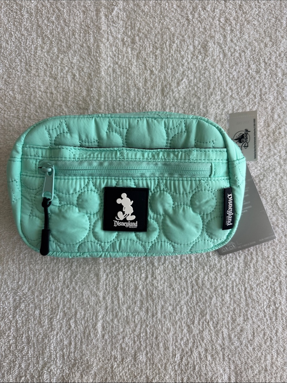 Disney Disneyland Resort Mint Green Quilted Mickey Fanny Pouch Belt Bag